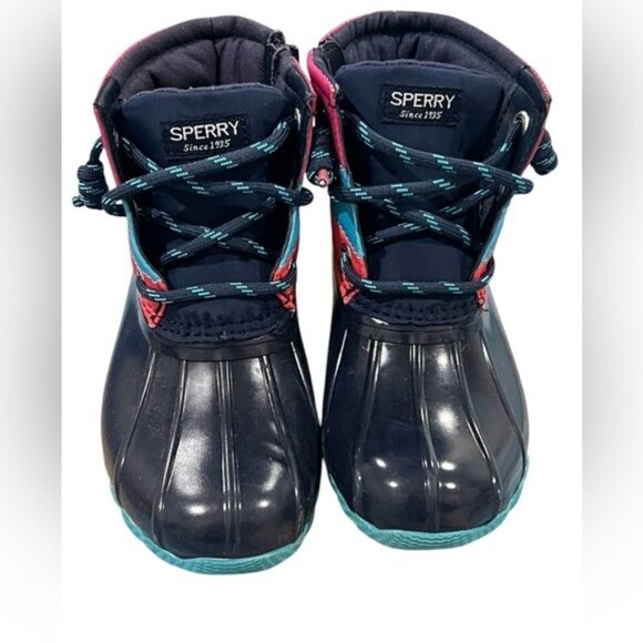 Sperry Girls Saltwater Jr Waterproof Boots Navy/Multicolor Size 10M New In Box - Picture 7 of 11